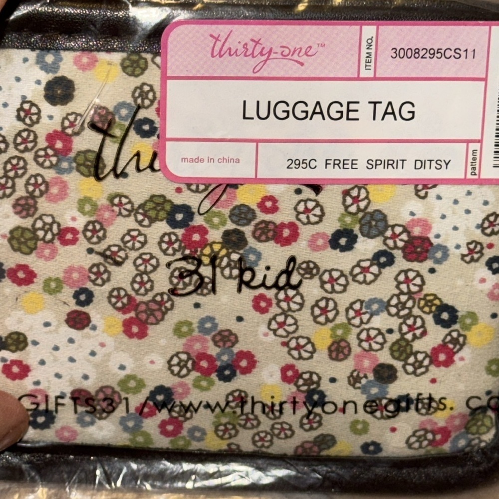 NWT Thirty-one gifts 31 kid-girl travel luggage tag FREE SPIRIT DITSY multicolor